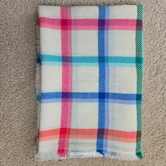 NWT Talbots 100% Wool Scarf Colorful Plaid - Picture 10 of 10